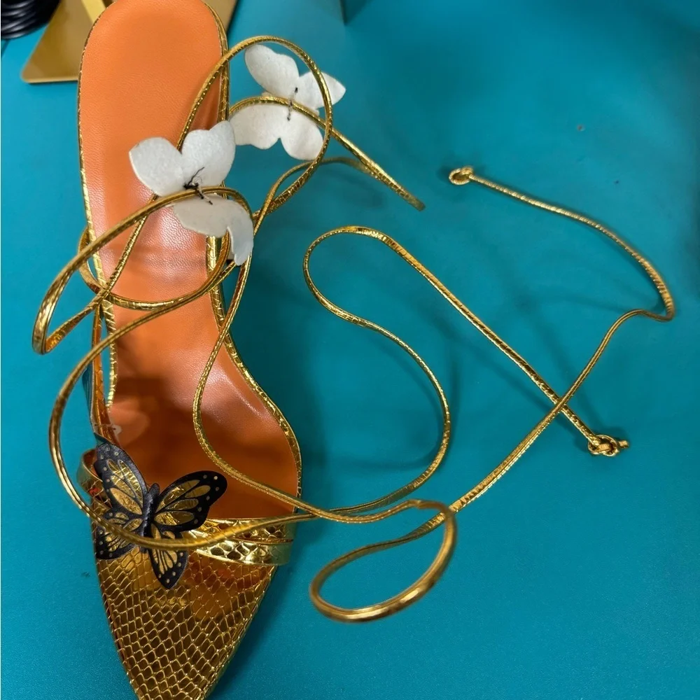 Elegant Gold Butterfly Women's Heels - Picture 5 of 9